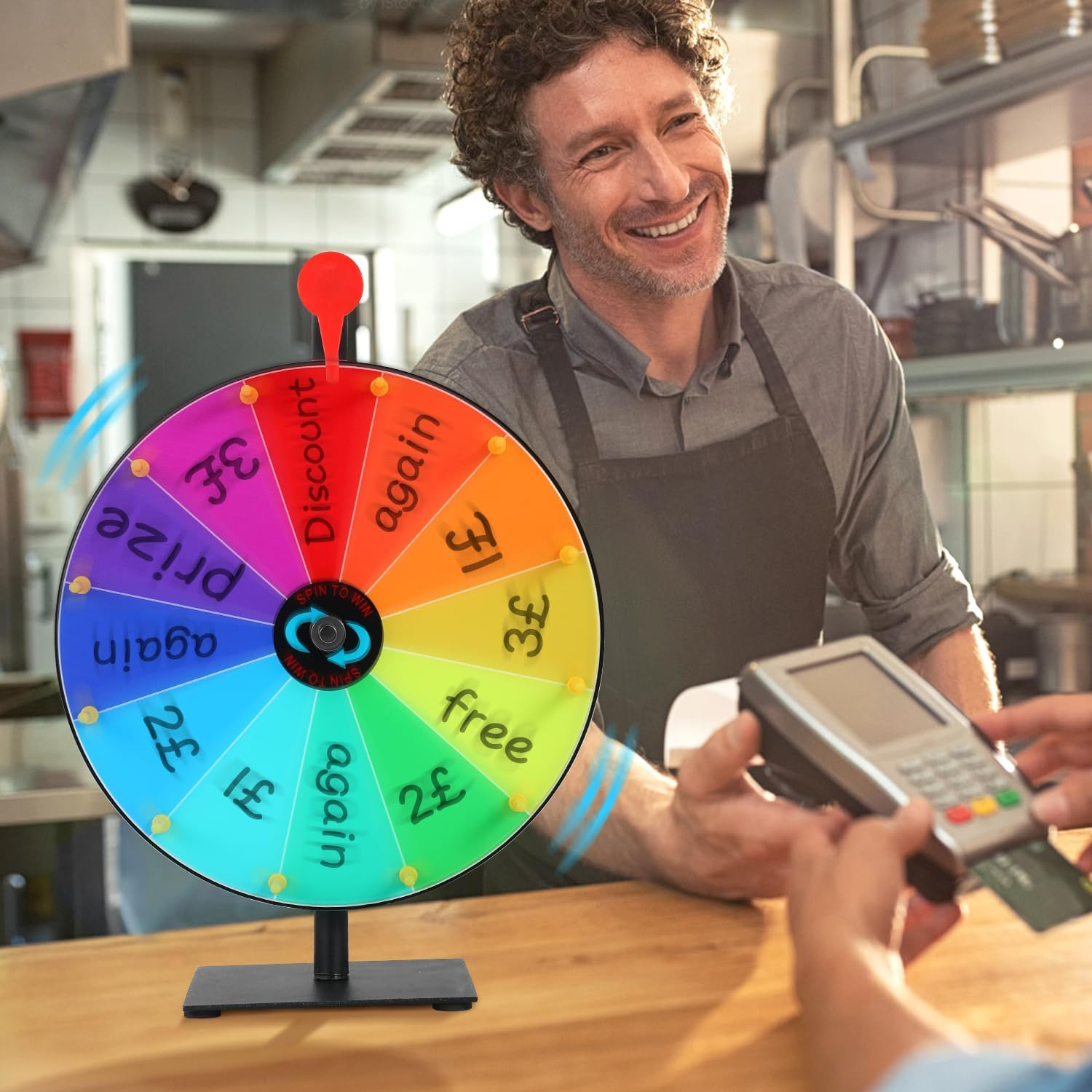 12 Inch Spinning Prize Wheel,Spinner of Fortune with Stand Tabletop Roulette Spinner with Dry Erase Marker and Eraser 12 Slots Color Roulette Wheel Game for Roulette Raffle Carnival Trade Shows image number 5