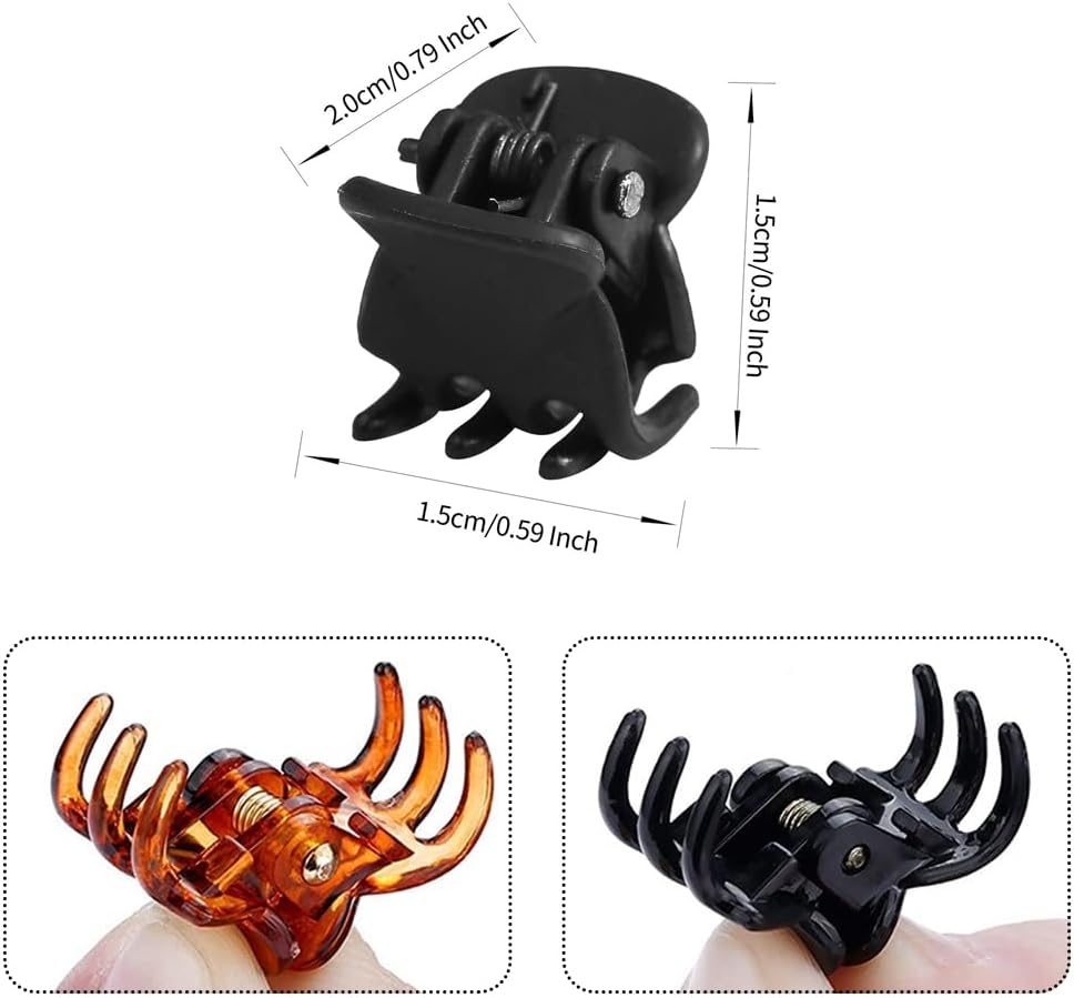 TRKETK 36 Pcs Mini Hair Clips, Plastic Mini Claw Hair Clips Non-Slip Hair Catch Small Hair Claw Clips Mini Jaw Clips Hair Accessories for Girls and Women (Black and Brown) image number 5
