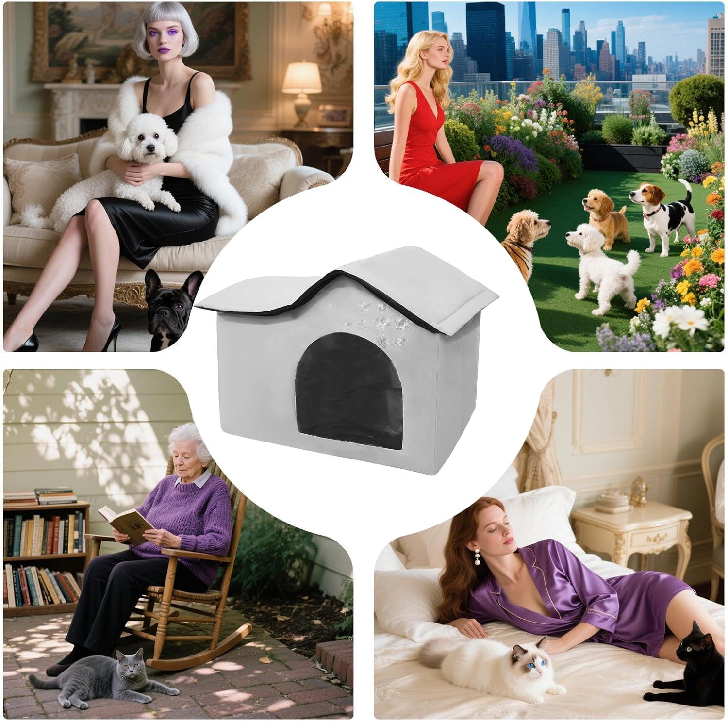 Cooling Cat House | Cooling Cat House for Summer Outdoor - Foldable Crate with Ice Packs Kitten Accessories Pet Supplies for Dog Kennel Beach Summer Camping image number 4