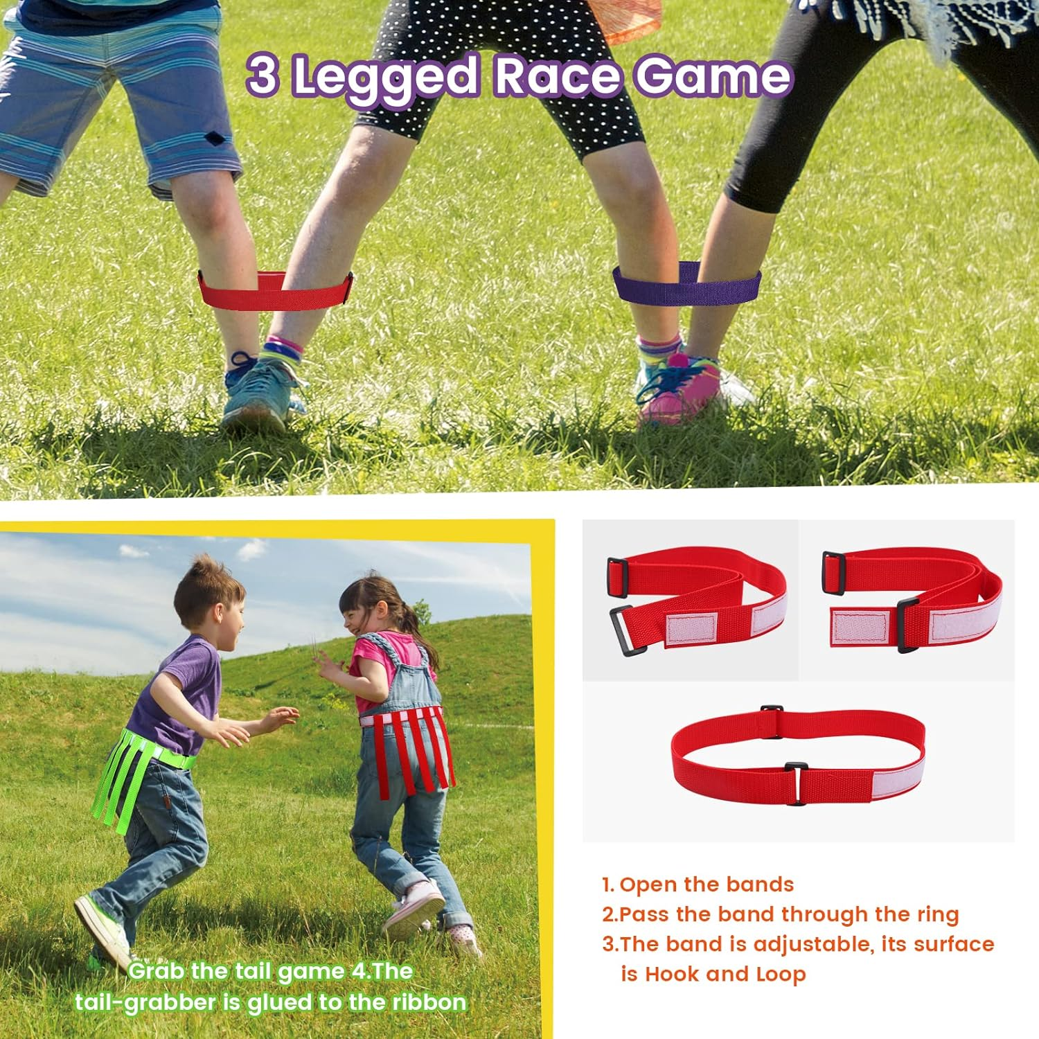 Skirfy Potato Sack Race Bags, Egg and Spoon Race, Carnival Games 3-Legged Relay Race Bands, Outdoor Games for Kids and Adults image number 5