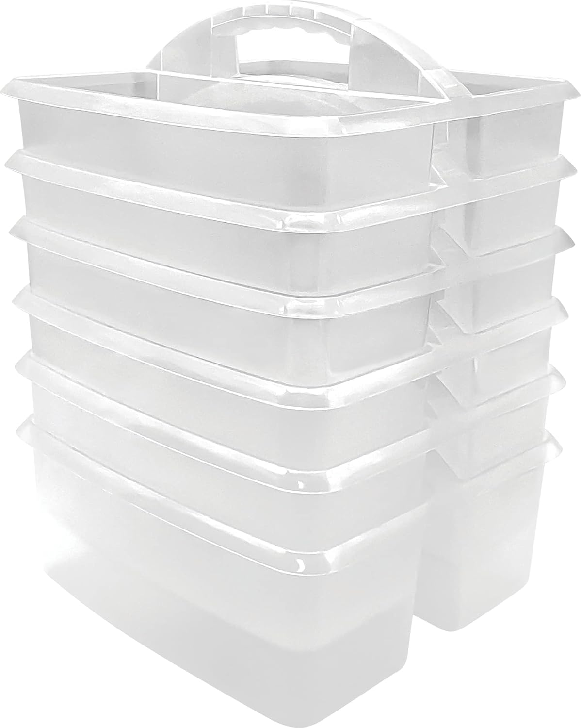 Gray Portable Plastic Storage Caddy 6-Pack for Classrooms, Kids Room, and Office Organization, 3 Compartments