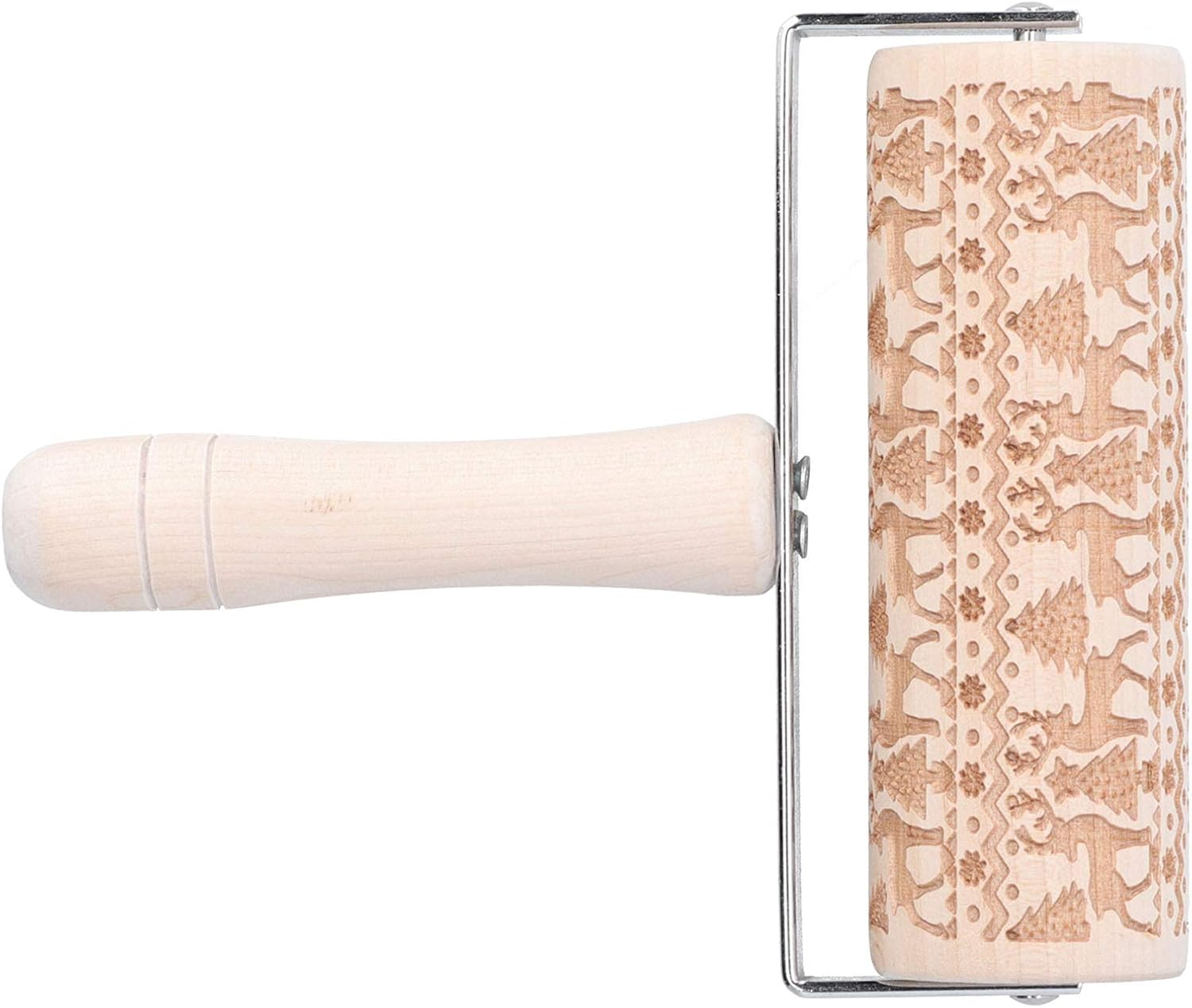 Christmas Wooden Rolling Pin for Baking, Engraved Embossing Rolling Pin Cookie Stamps Roller Grid Cookies Kitchen Decor Tools for Baking Embossed Cookies image number 6