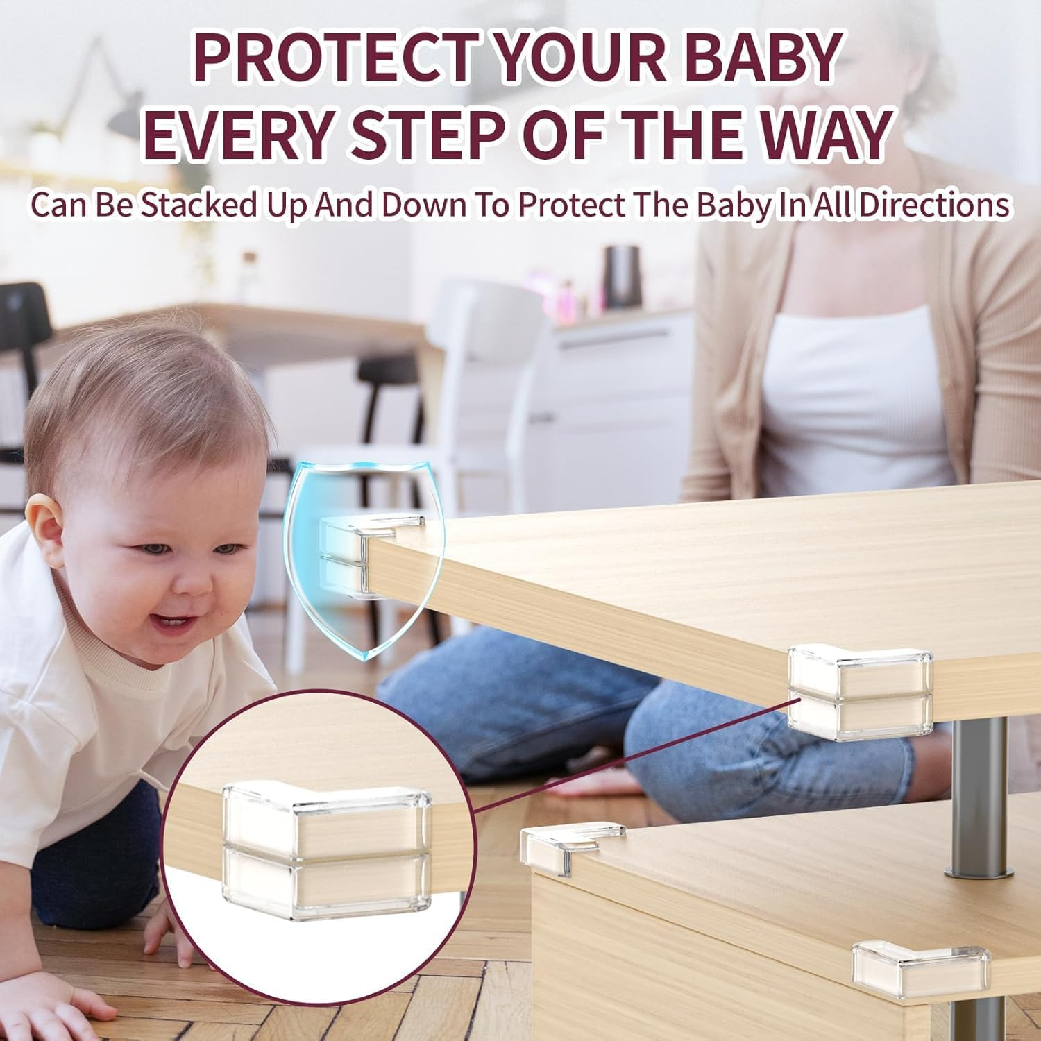 24 Pack Corner Protector for Baby, Furniture Corner Protectors Guard, Table Corner Covers, Baby Safety Corner Guards, Baby Proof Corners and Edges Safety Bumpers Cushion (Transparent) image number 6