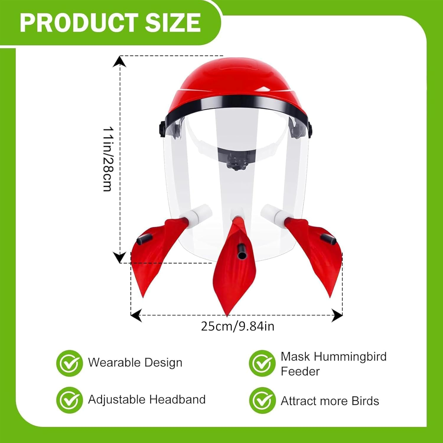 Wearable Hummingbird Feeder Mask, Head Mounted Garden Feeder, Flower Design (Red Flower Style) image number 1