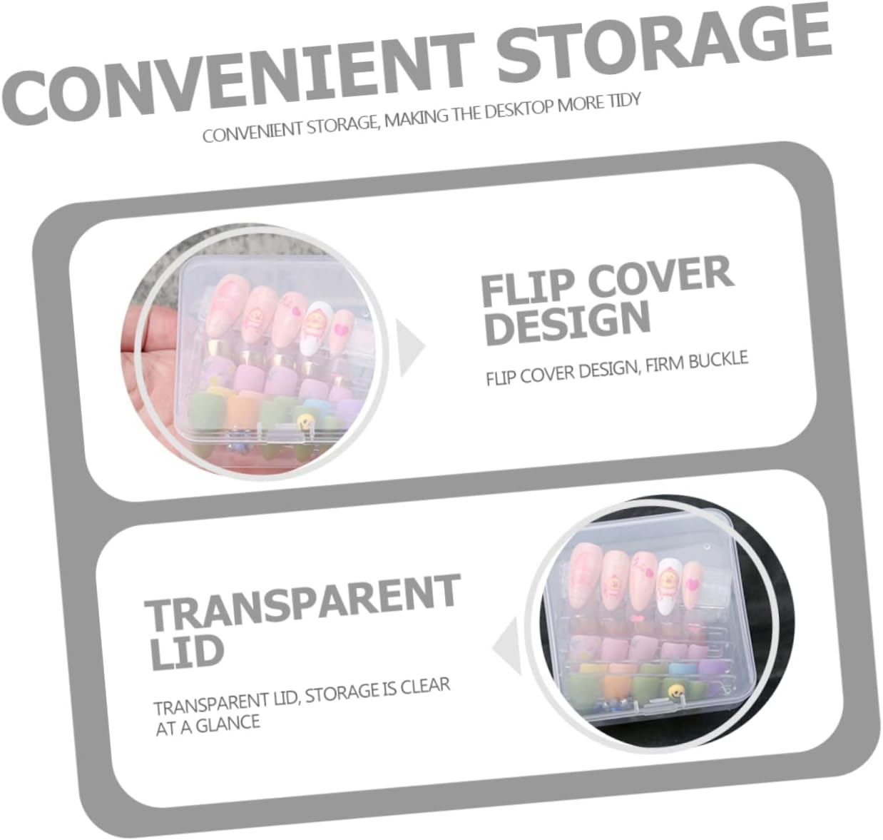 NIYANGLE Nail Display Box Fake Nails Case Tips Storage Box French Tip Decor Display Stand image number 1