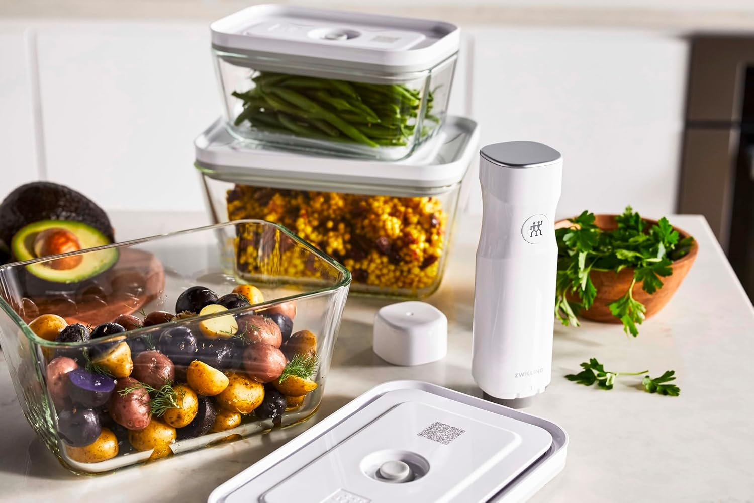 Zwilling Vacuum Box Set S/M/L / 3-Piece Glass White Fresh & Save image number 1