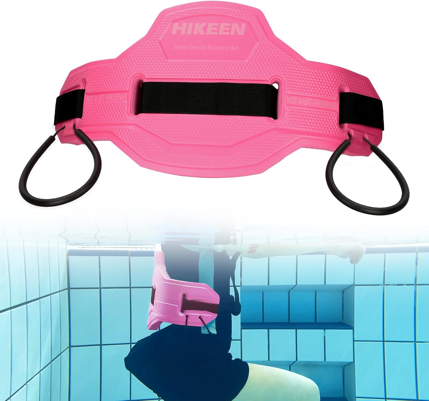 Hikeen Swim Floating Belt,Water Aerobics Swimming Belt with Fixing Straps,Jogger Flotation Aid Buoyancy Belt for Swimming Pool Fitness and Fitness Workout Therapy