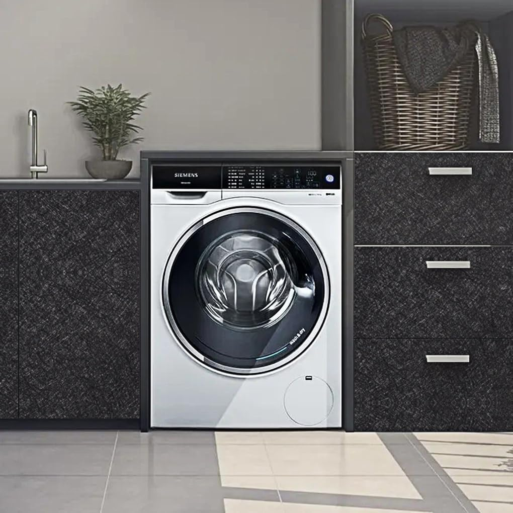 Arthome Black Silk Wallpaper 40X310Cm,Self Adhesive Silk Embossed Wallpaper,Removable Waterproof Kitchen Wall Stickers,Furniture Closet Surface Stickers image number 6