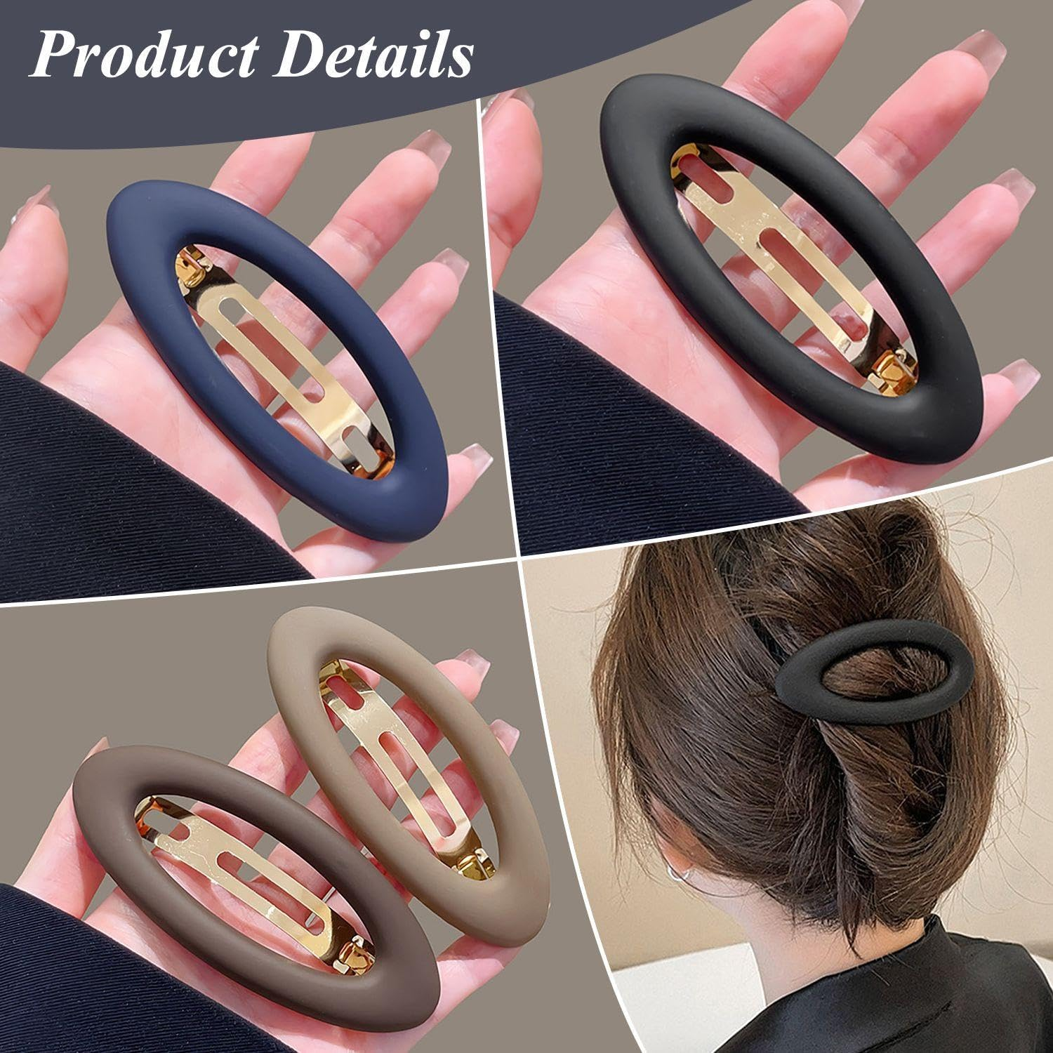 Pack of 4 Oval Hair Pins, Large Hair Pins, French Hairpins, Elegant Hair Pins, Cute Hair Accessories for Girls