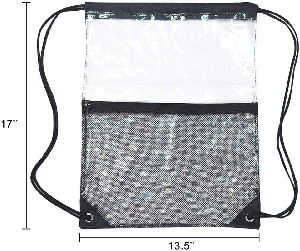 2 Pack Clear Drawstring Bags PVC Waterproof Drawstring Backpack Stadium Transparent Drawstring Bag for Concert Stadium Events Sport Travel image number 1
