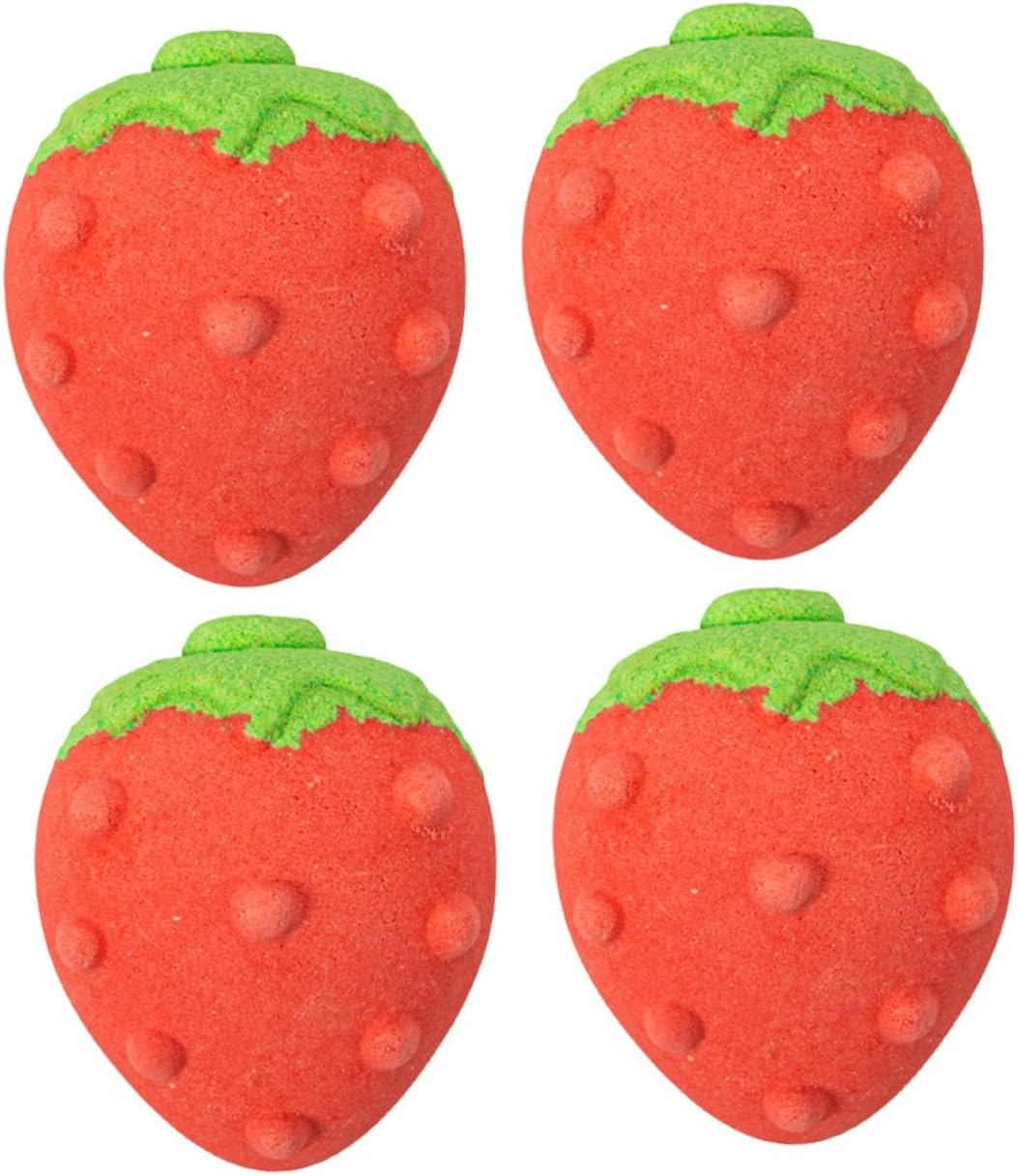 Anneome 4Pcs Bathing Bath Salt Bomb Bubble Making Strawberry Shape Boys and Girls Bubble Bath for Women Portable Spa Bomb
