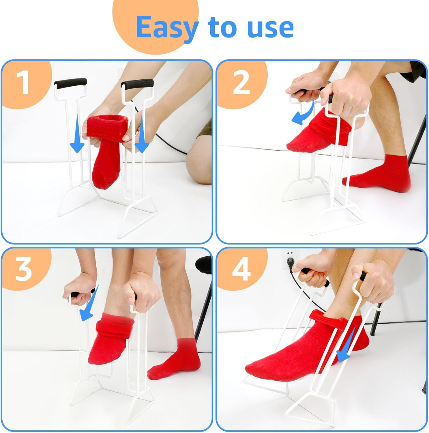 Stocking Donner, Aids for Seniors Putting on Socks, Flexible Stocking Aid Kit, Aid Tool to Put on Compression Socks, Easy on and off Helper for Elderly, Pregnant, Disabled image number 1