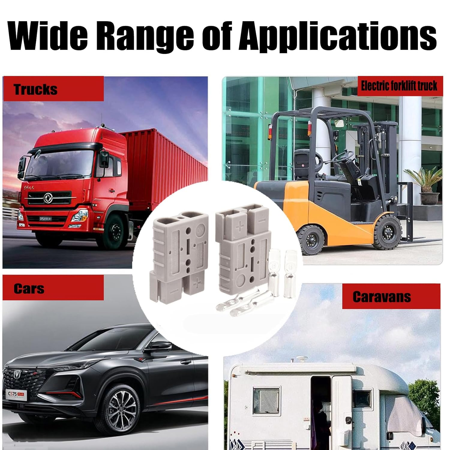 Plug Connectors Tool Compatible with Anderson Style, 10Pcs Grey 50 AMP 6AWG 12-24V DC Power Contacts Plugs,With Solid Copper Terminals for Car Van Modes Motorcycle image number 4