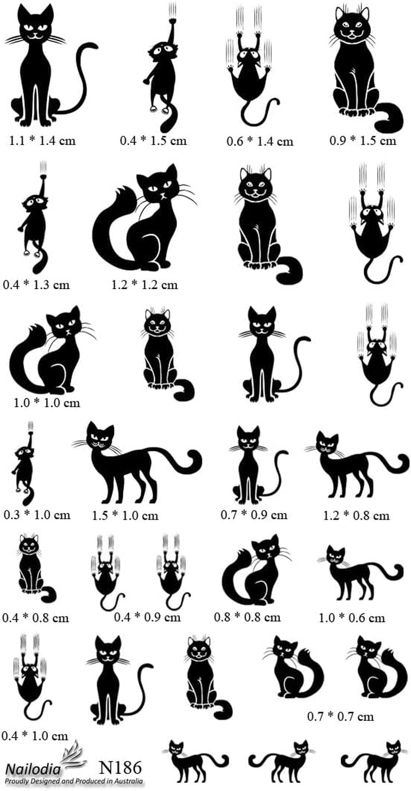 Black Cats Lovers Nail Art Decal Sticker image number 3