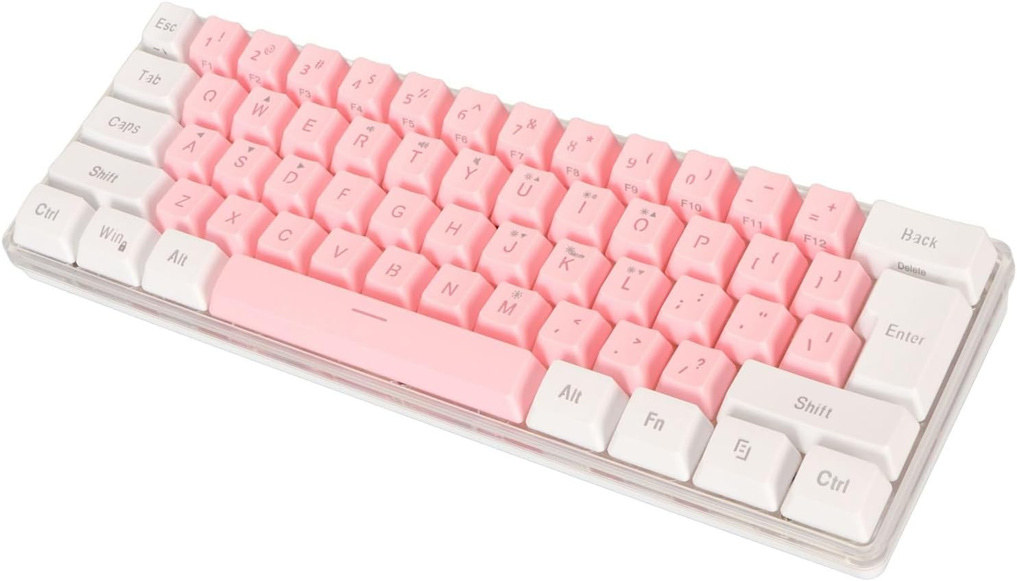 Gaming Keyboard, USB Wired Compact Keyboard RGB Backlight Mimicry Machine Technology Space-Saving Travel Typer (White Pink) image number 6