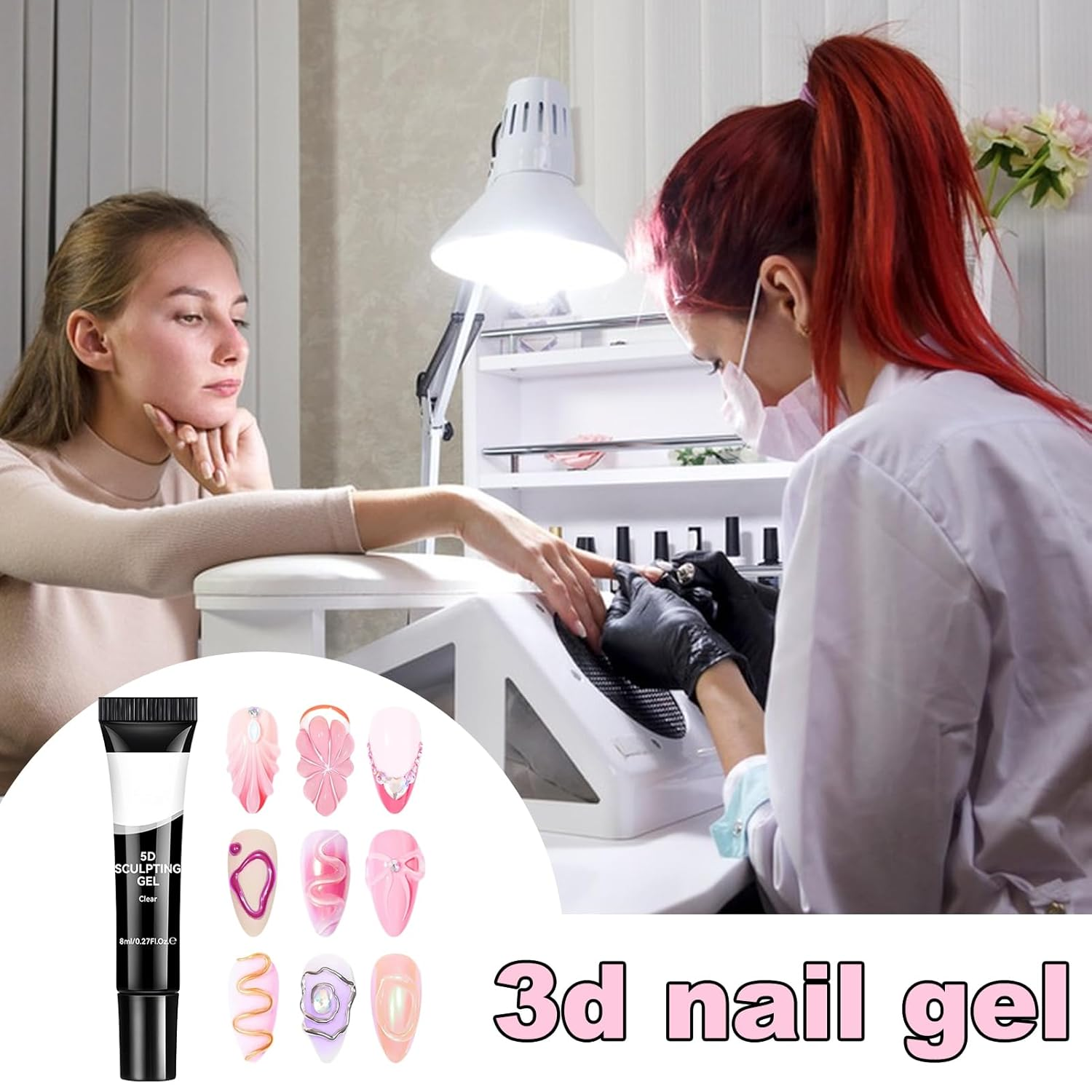 Sculpting Nail Gel | Clear 5D Fingernail Art Gel | Clear Nail Sculpting Molding Glue for Women Girls Beginners Professionals Salon Home Party Wedding Halloween Christmas image number 2