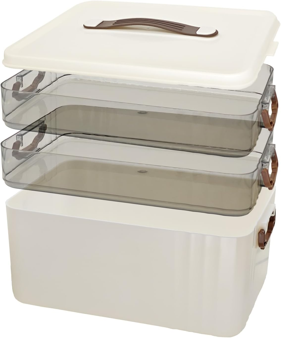 AVITONG 3-Layer Medicine Storage Box, Large Capacity First Aid Organizer with Handle, Moisture-Proof & Dustproof, Multi-Purpose Plastic Storage Container for Medicine, Cosmetics,Household Essentials