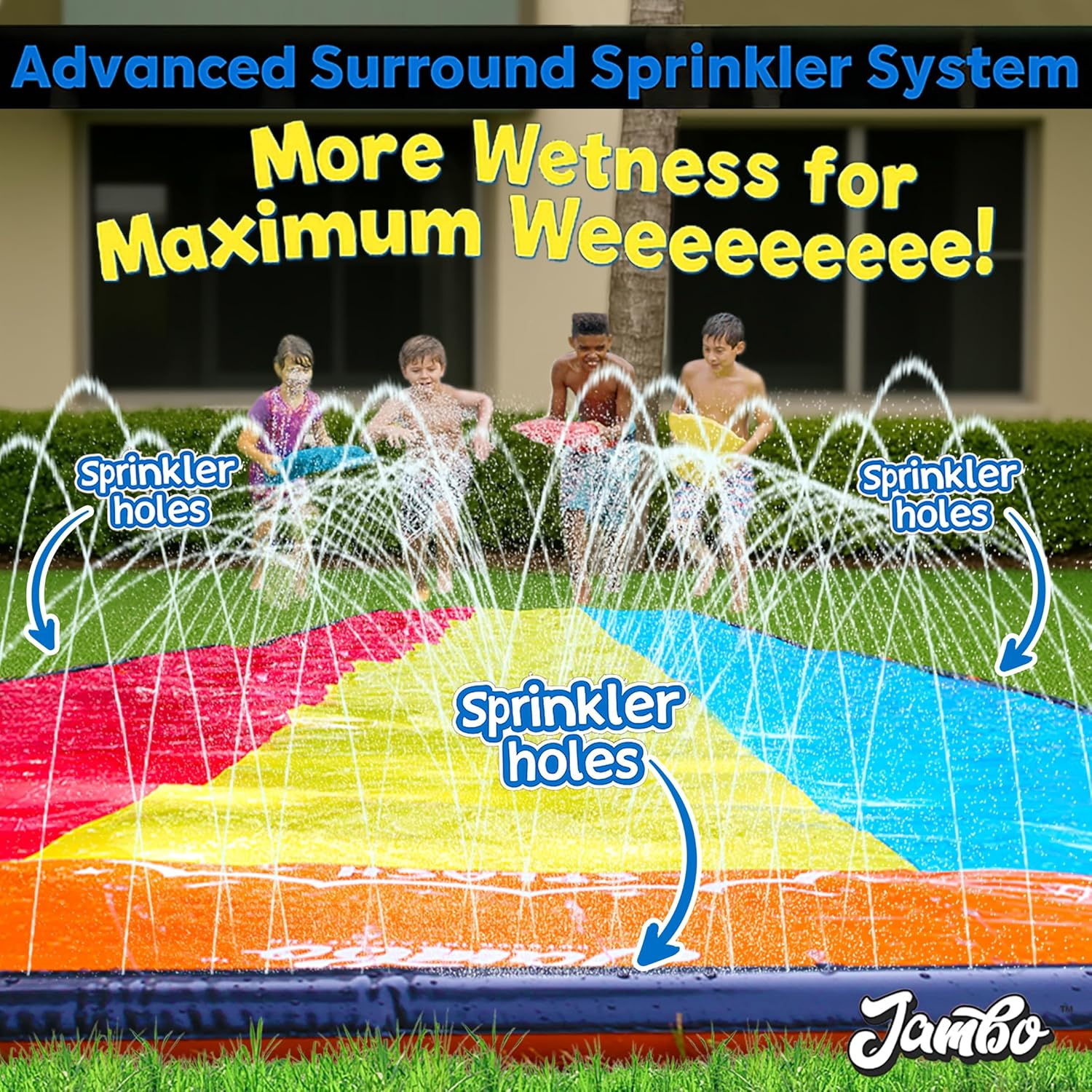 Triple Lane Slip, Splash and Slide (Updated 2020 Model) for Backyards| Water Slide Waterslide with 3 Boogie Boards | 16 Foot, 3 Plassliding Racing Lanes & Sprinklers | Durable Quality PVC Construction image number 3