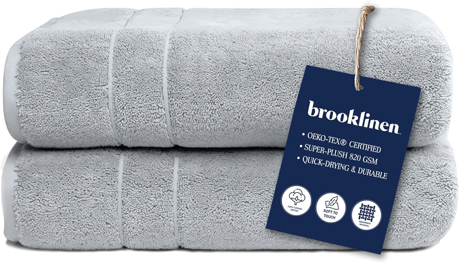 Brooklinen Super-Plush Bath Towels - Set of 2, Smoke Gray, 100% Cotton | Best Luxury Spa Towels