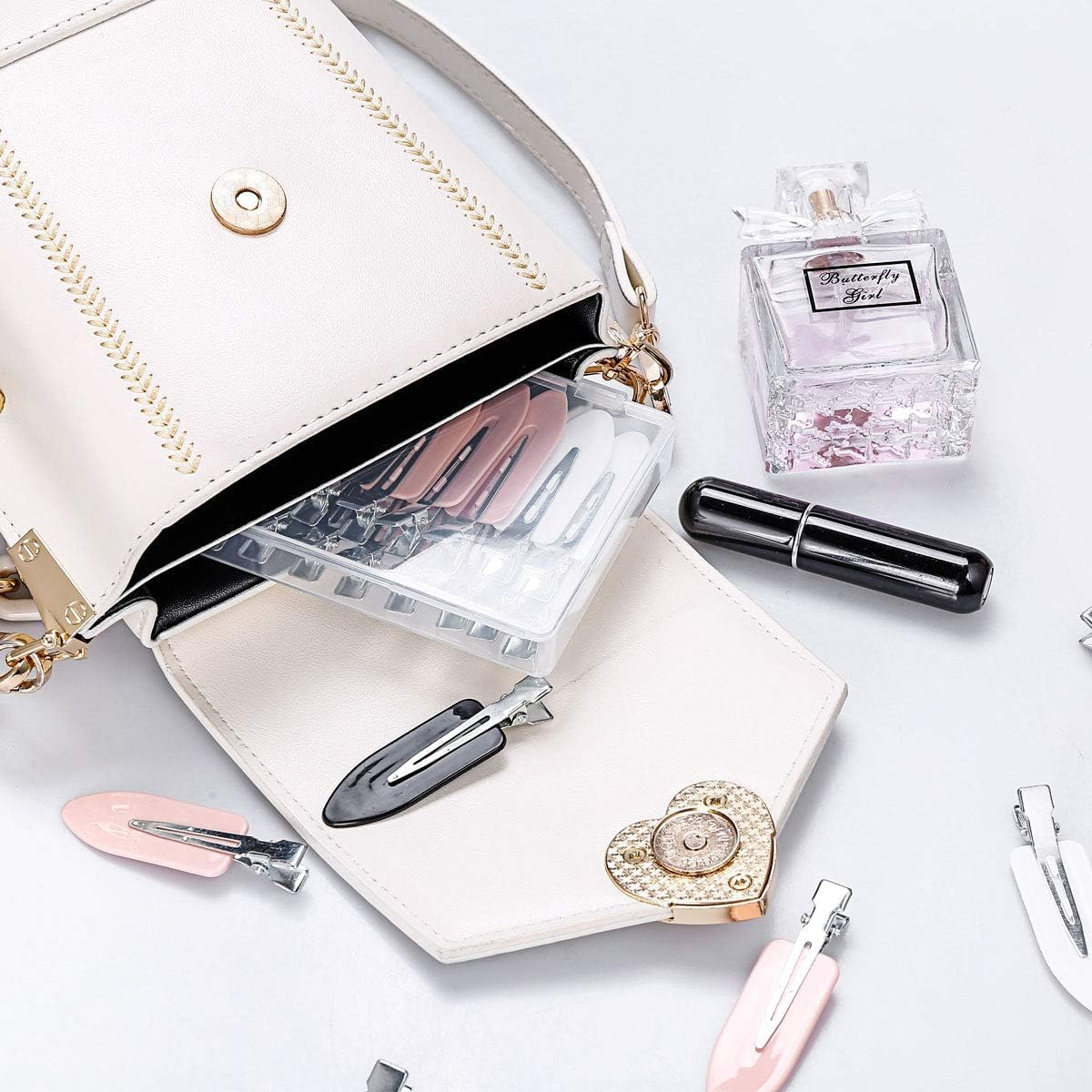 20Pcs No Bend Hair Clips, No Crease Curl Pin Clips Creaseless Hair Clips with Storage Box for Girls Women Make up Hair Styling (Pink, White, Black, Yellow, Green)