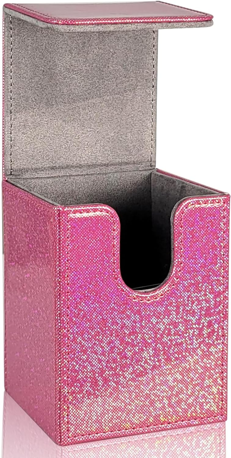 Dmoicols Sparkly Card Deck Box Holds 100+ Single Sleeved Cards,Leather Card Storage Case,Mtg Commander Deck Box with 2 Dividers Fit TCG CCG Magic Cards Vertical (Sparkly Rose Red Point) image number 4