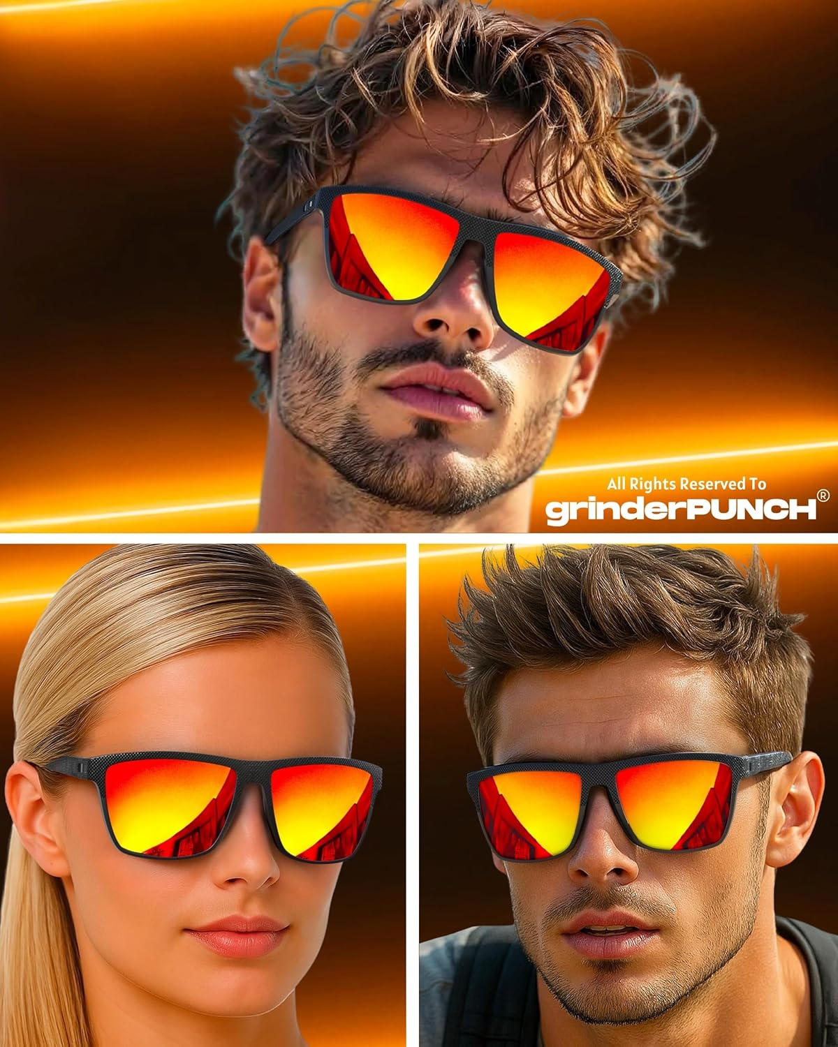 Grinderpunch Polarized Driving Sunglasses for Men and Women UV Protection Lightweight UV400 Protection anti Glare Square Sun Glasses - 2 Pack Black  Blue Polarized image number 2