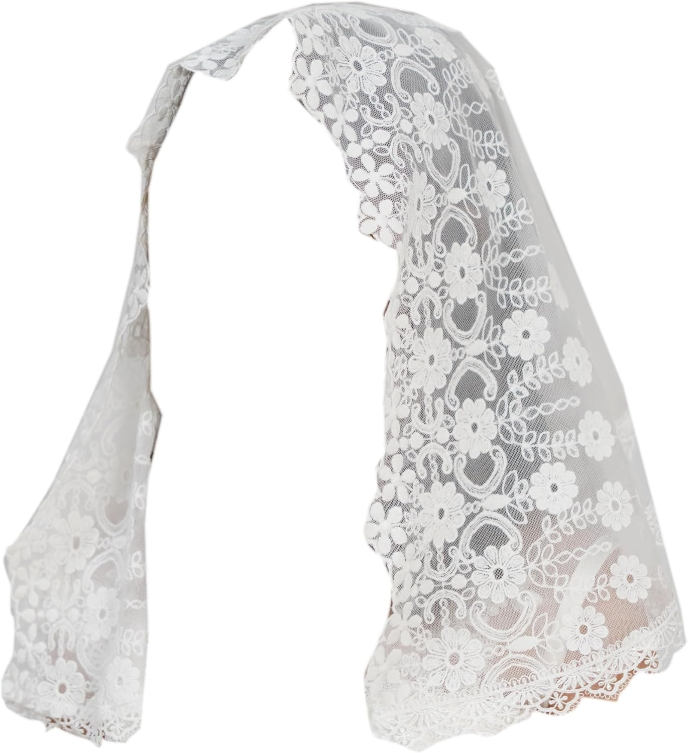 Flowergirl Veils First Communion Veil Lace Floral Edge Veil Headwrap for Grils F5