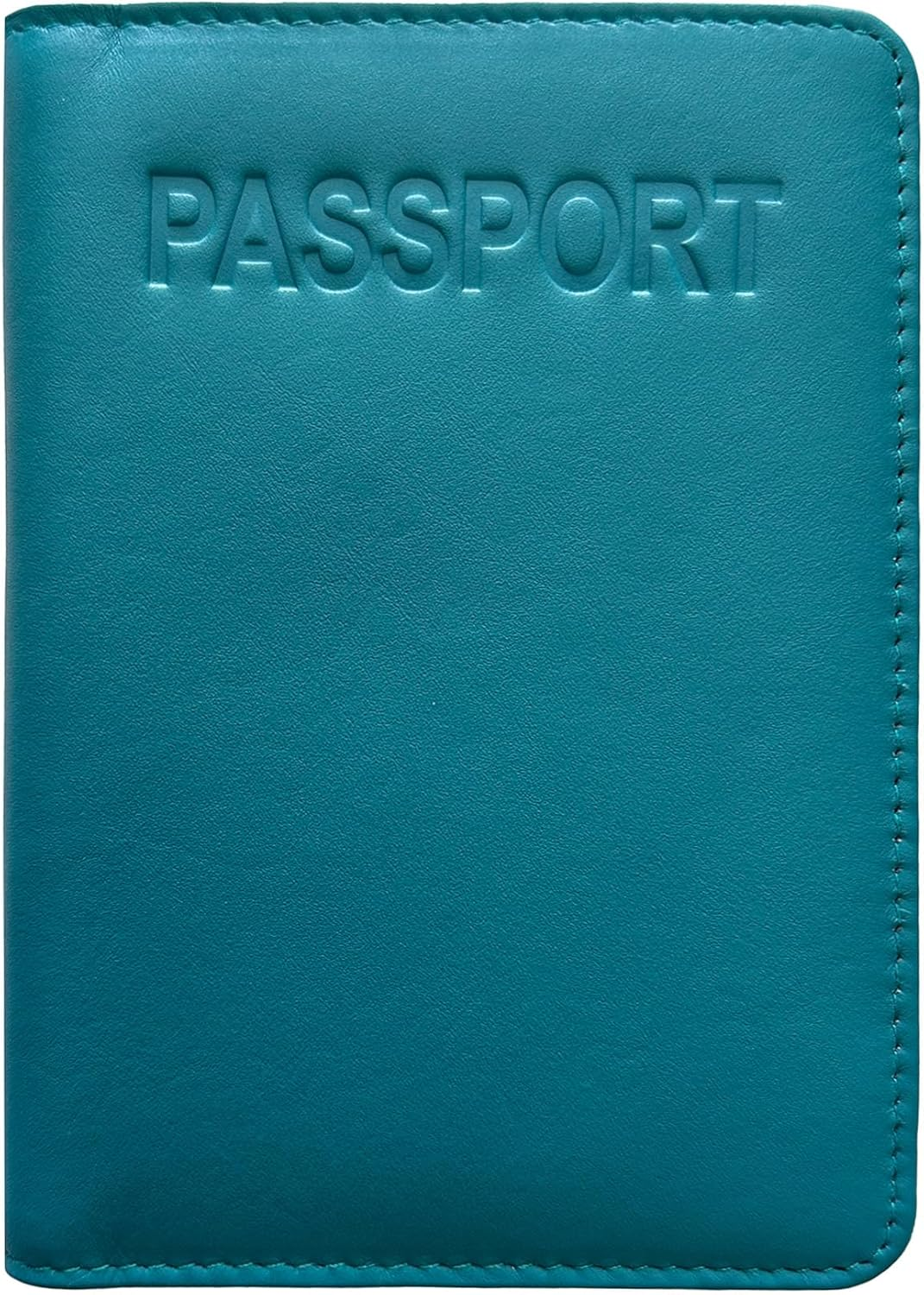 Teal Leather RFID Passport Cover Holder