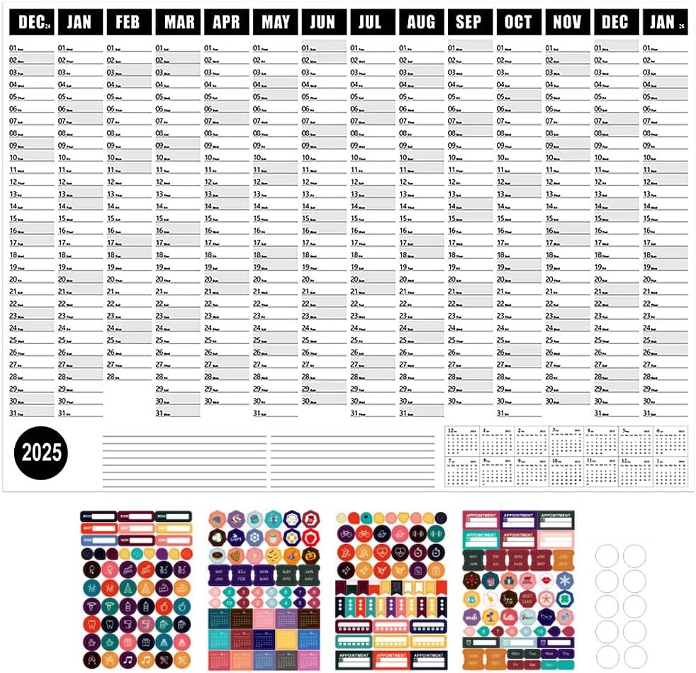 2025 Wall Calendar, 29" X 20" Large Laminated Annual Yearly Planner image number 6