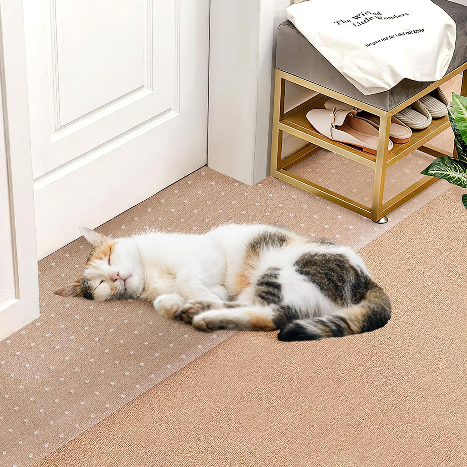 Upgraded Carpet Protector for Pets, PIONIQUS Cat Doorway Scratch Guard Mat, anti Scratch under Door Plastic Mat, Easy to Cut Durable Scratch Stopper for Carpet Floors, Non-Slip, Heavy Duty, 38&times;110Cm image number 5