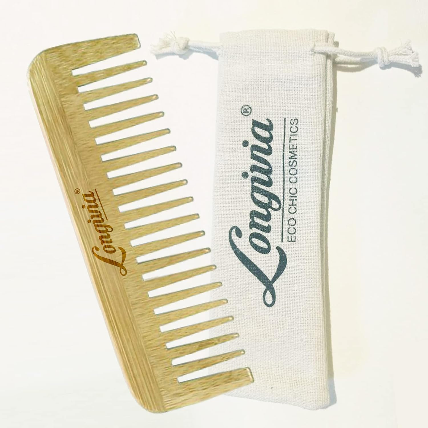 Longivia&reg; Comb for Curls Hair Ecological Wooden Comb Coarse 100% Natural Bamboo Curling Comb Natural Curls - Comb Wide Tooth Comb image number 3