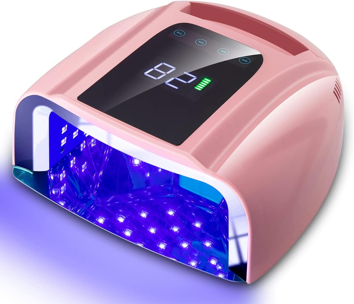 SUNYDOO 96W Rechargeable UV LED Nail Lamp,Cordless Nail Dryer with Removable Stainless Steel Bottom,Professional Curing Lamp for Fingernail and Toenail, Auto Sensor & Quick Dry Nail Machine (White)