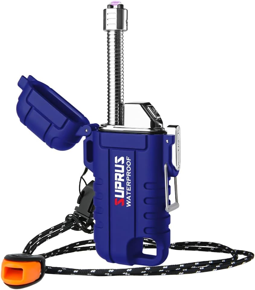 SUPRUS Waterproof Lighter Windproof Lighter Arc Plasma Lighters USB-C Rechargeable with Expandable and Flexible Neck for Outdoor, Camping & Kitchen (Camouflage)