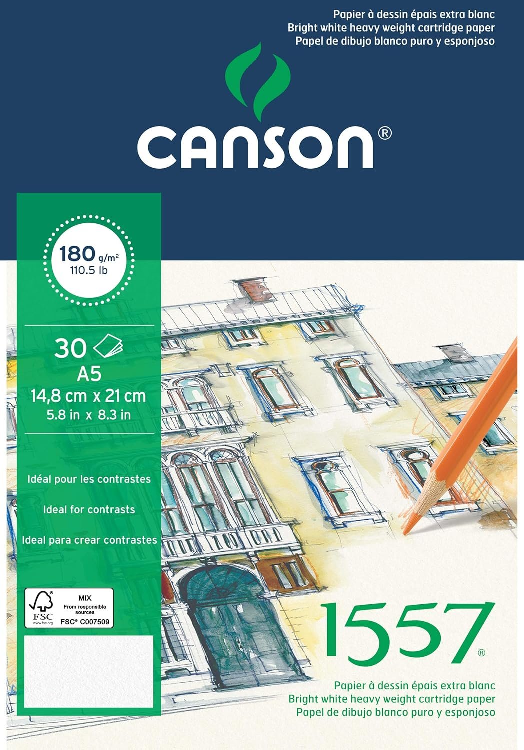 Canson A5 30 Sheet 180Gsm (85Lbs) White Fine Paper image number 3