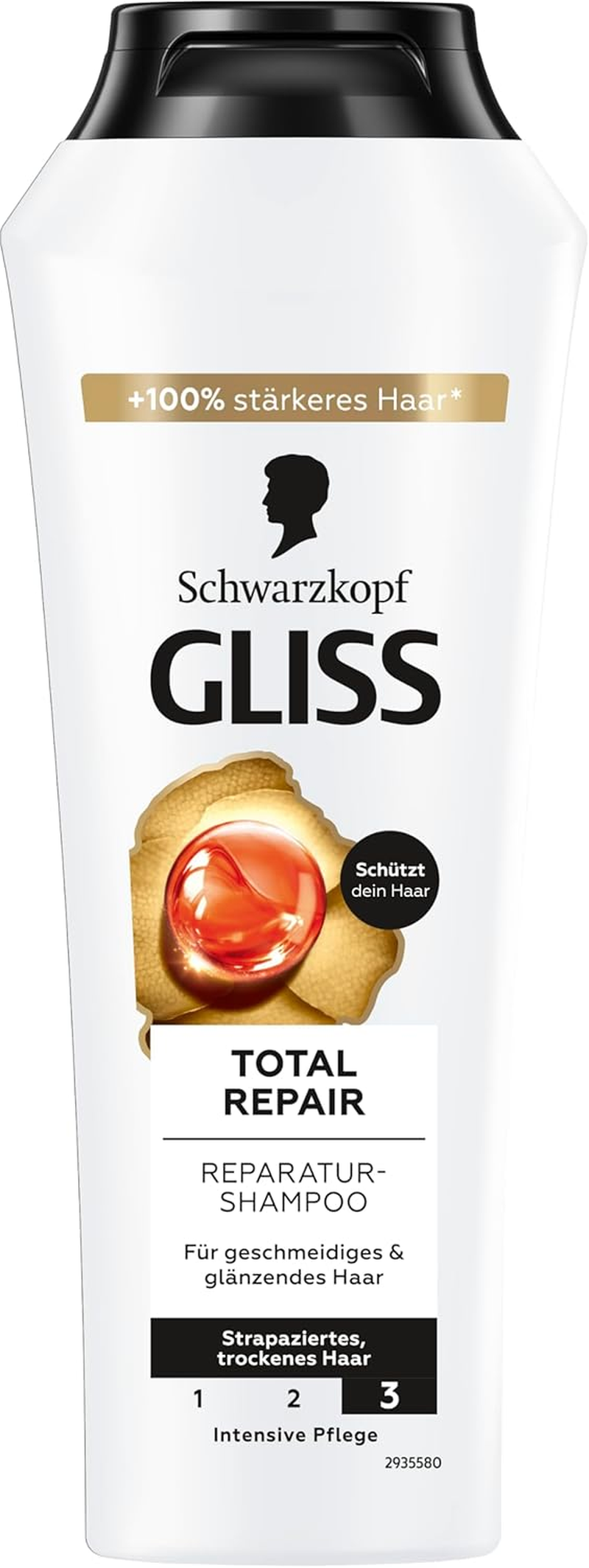 Gliss Shampoo Total Repair (250 Ml), Hair Shampoo Smooths the Hair Surface and Provides Effective Repair, Nourishing Shampoo Ensures up to 85% Less Hair Breakage image number 3