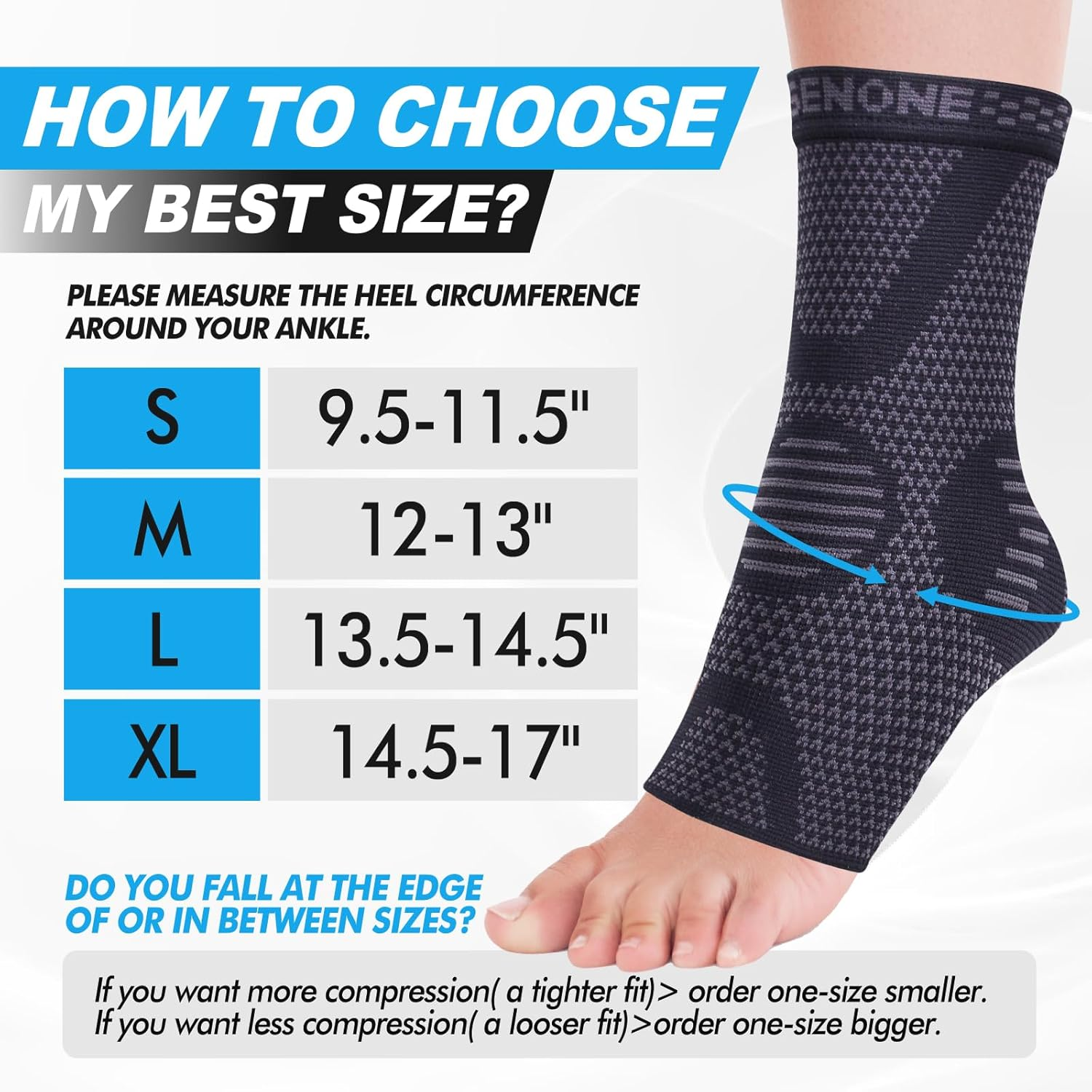 2 Pack Ankle Brace Support for Women/Men, Plantar Fasciitis Socks, Ankle Compression Sleeve Socks Support for Sprained Ankle, Achilles Tendonitis, Arthritis, Pain Relief, Running, Sports image number 3