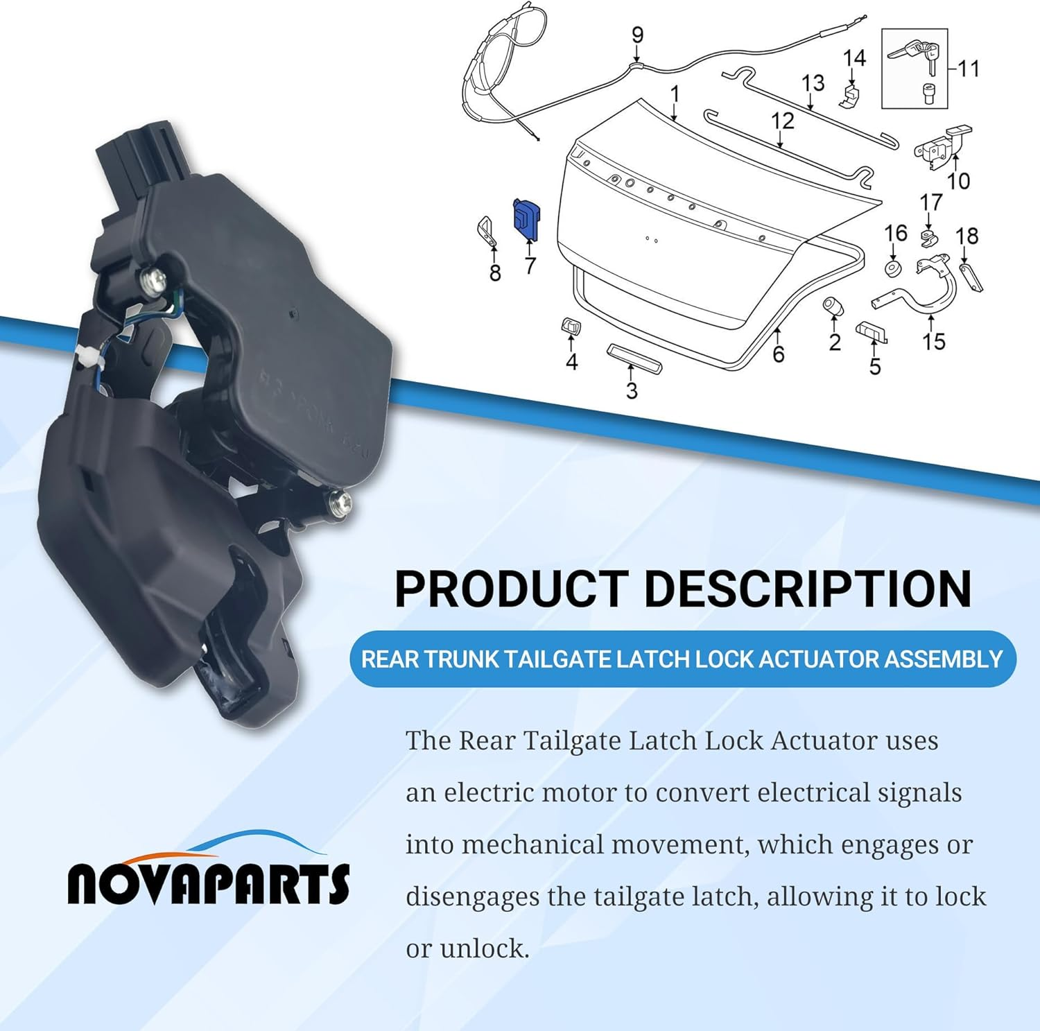 Rear Trunk Tailgate Latch Lock Actuator Assembly for 2003-2007 Honda Accord 74851-SDC-Y01 74851SDCY01 image number 1