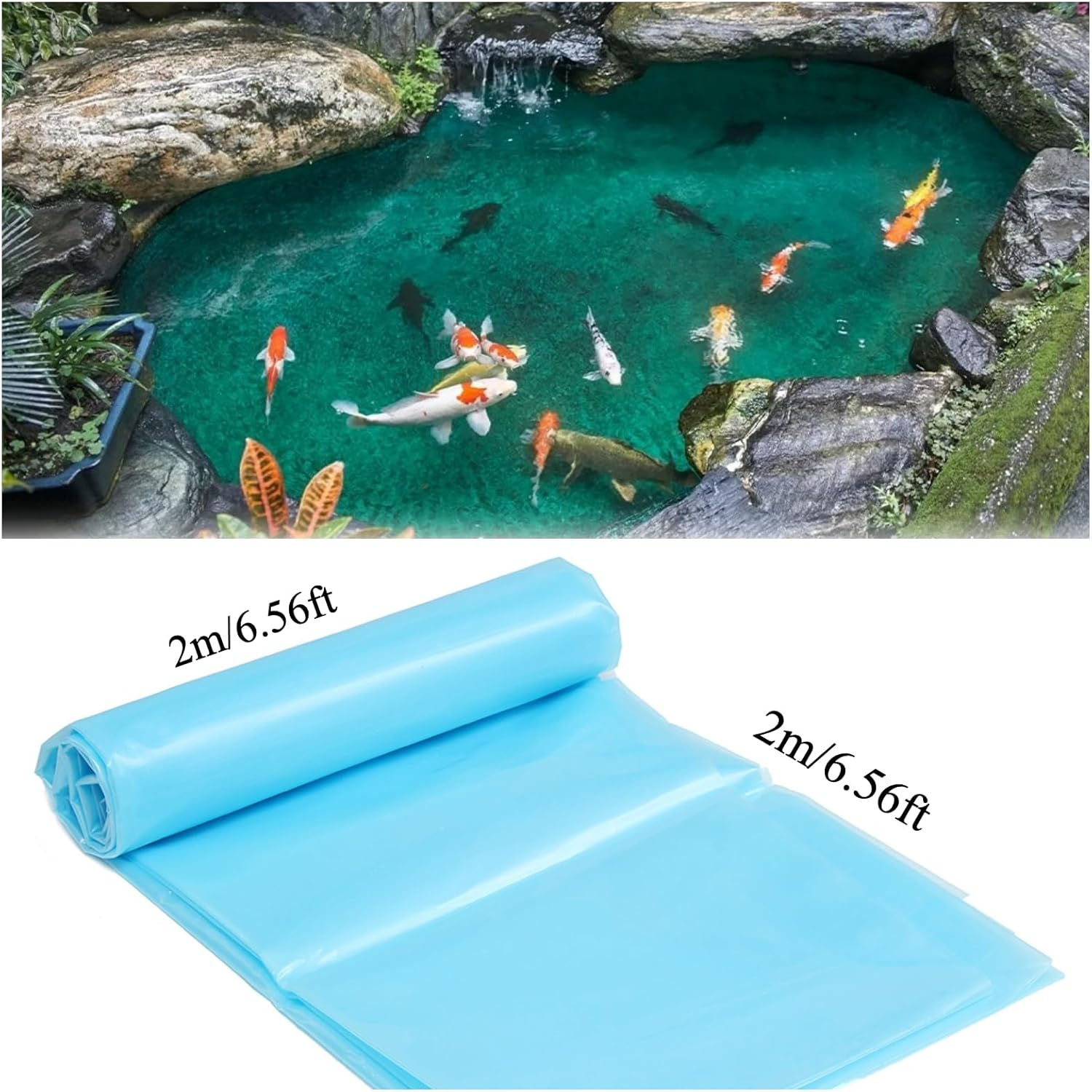 Pond Liner HDPE 0.2Mm Thick Light Blue for Fish Ponds Garden Fountains Various (2X2M) image number 2