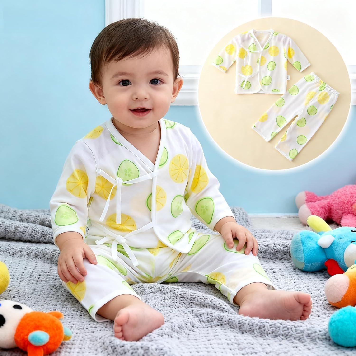 10-In-1 Packaging Newborn Baby Gift Set,100% Cotton Clothing, Announcement Board for New Baby,T-Shirt Set and Winged anti Startle Swaddling