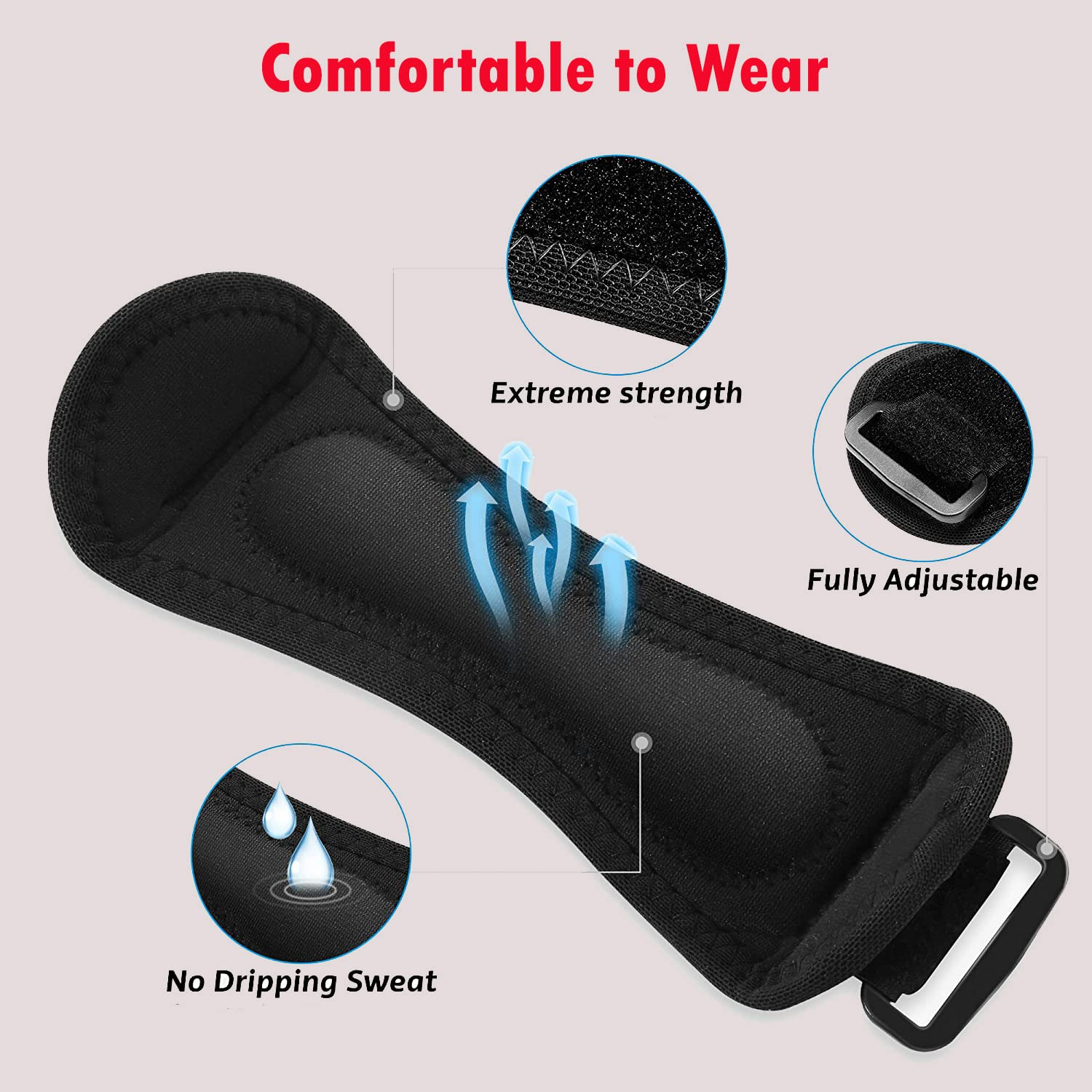 Patella Tendon Knee Strap (Pack of 2) &ndash; Adjustable Knee Pain Relief Brace, Patellar Support for Tendonitis, Osgood-Schlatter & Jumper&rsquo;S Knee &ndash; Breathable, Non-Slip Strap for Sports & Running image number 3