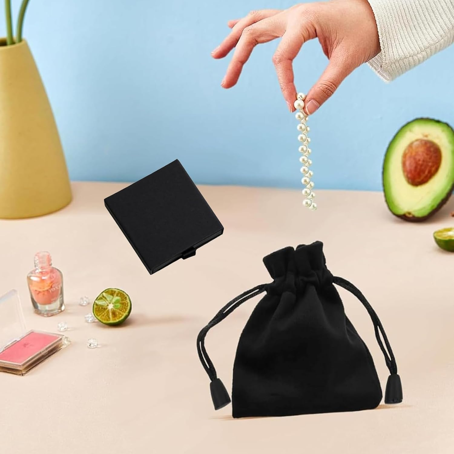 6 PCS Small Gift Box Set with Lids, Necklace Box and Jewellery Storage, Includes Black and Dark Green Gift Boxes with Drawstring Bags for Jewellery Presentation and Organisation image number 5