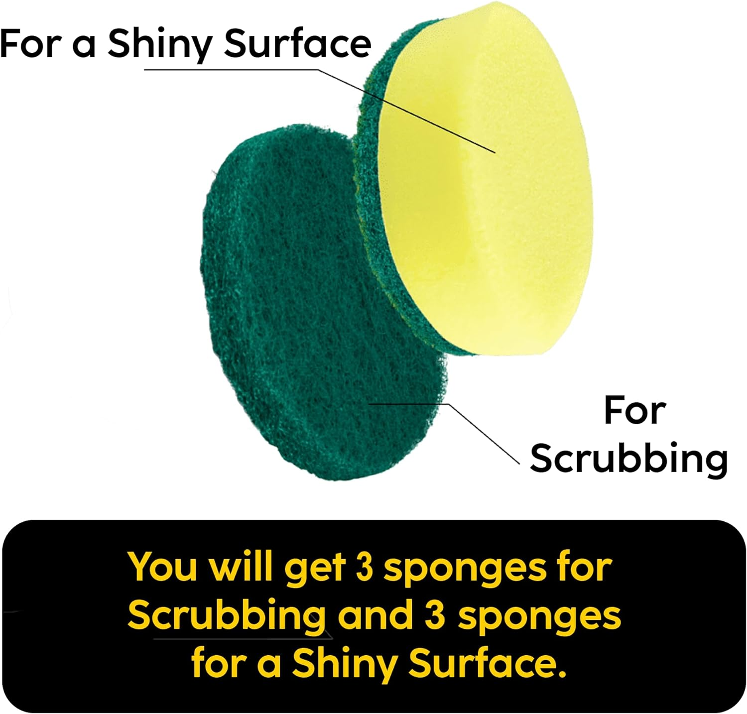 Synoshi Sponge Brush Heads (6 Units) for Electric Spin Scrubber | Designed for Cleaning Smooth Surfaces image number 3