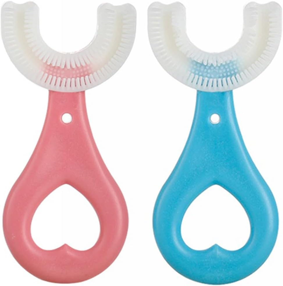 All Rounded Children U Shape Toothbrush for Children Aged 2-6 Years Old (Blue)