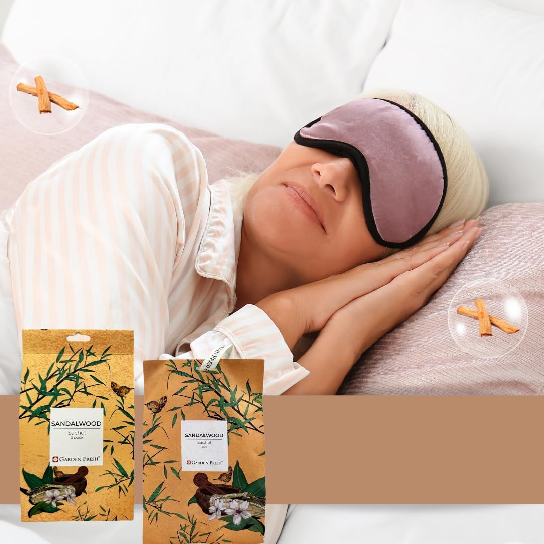 Garden Fresh Sandalwood Wardrobe Fresheners Sachet for Drawer, Closets, Rooms, Wardrobe, Bathrooms and Cars - Long Lasting Fragrance 5 Pack