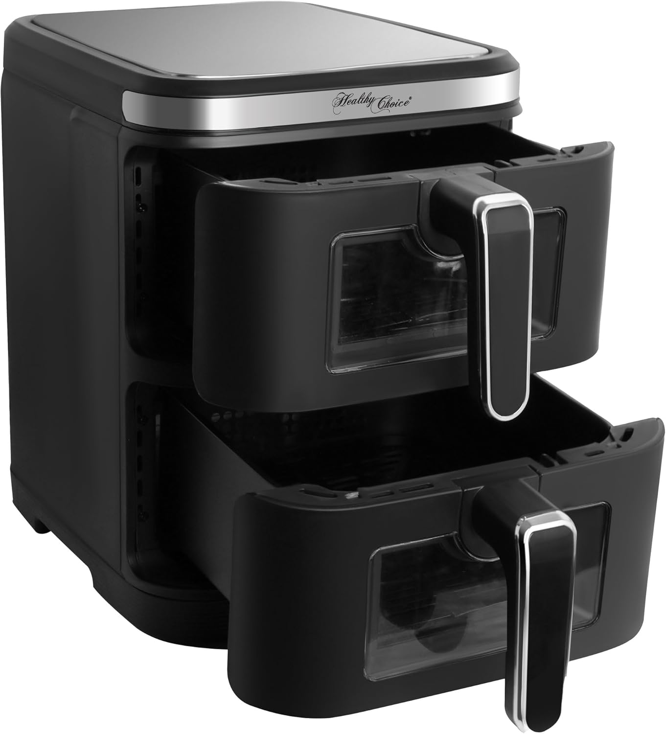 Healthy Choice 2400W 11L Double Decker Digital Dual Zone Air Fryer with 2 Cooking Zones, Foldable Screen, Space-Saving Design, 25Cm Wide for Efficient Cooking image number 3