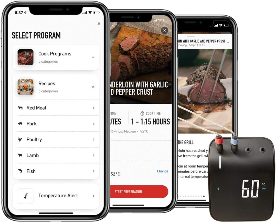 Weber Connect Smart Grilling Hub - Smart Meat Thermometer Probe and Smartphone Grilling Assistant with Flip-And-Serve Notifications and Adjustable Doneness Setting, Black image number 3
