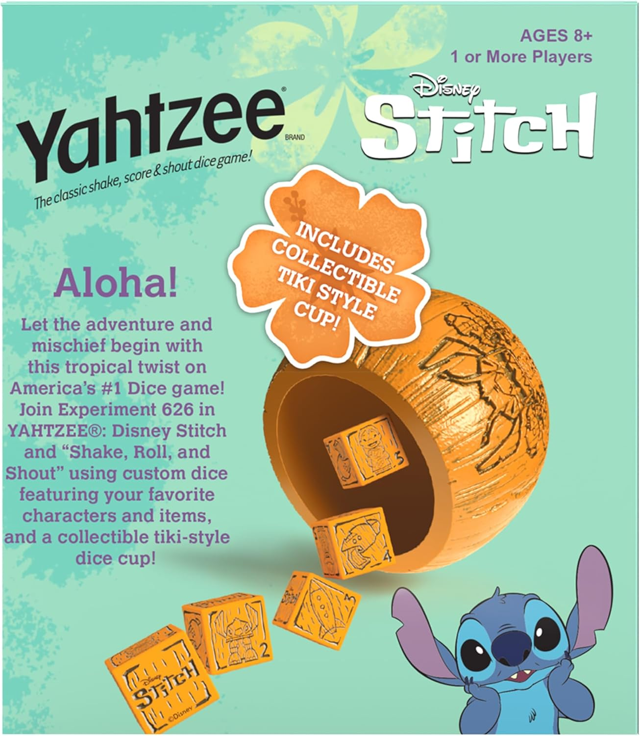 YAHTZEE: Disney Stitch | Collectible Stitch Tiki Style Dice Cup | Classic Dice Game Based on Disney&rsquo;S Lilo & Stitch | Great for Family Night | Officially Licensed Disney Game & Merchandise image number 4