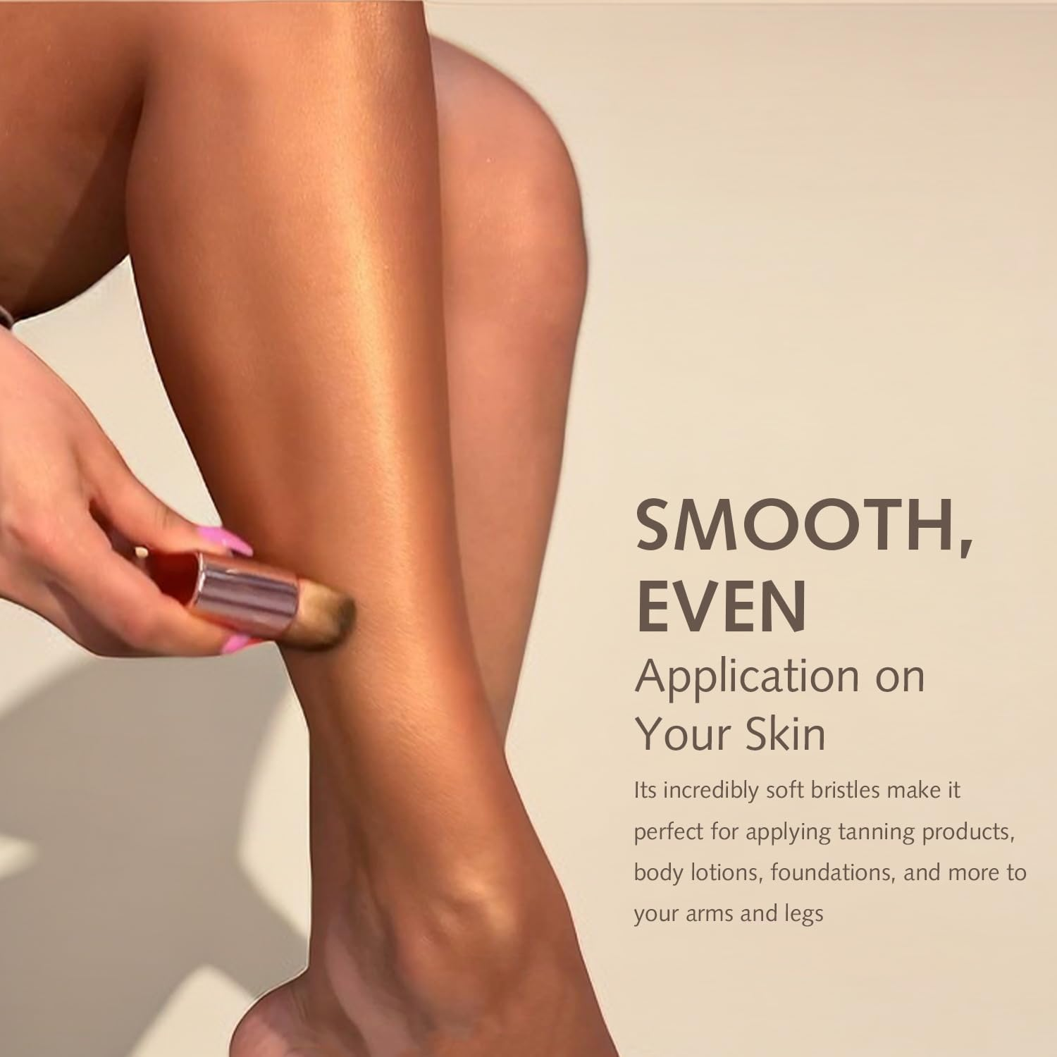 Self Tan Brush Portable Self Tanning Brush Soft Brush Self Tanner Face Brush for Body & Leg Makeup（Rose Gold）