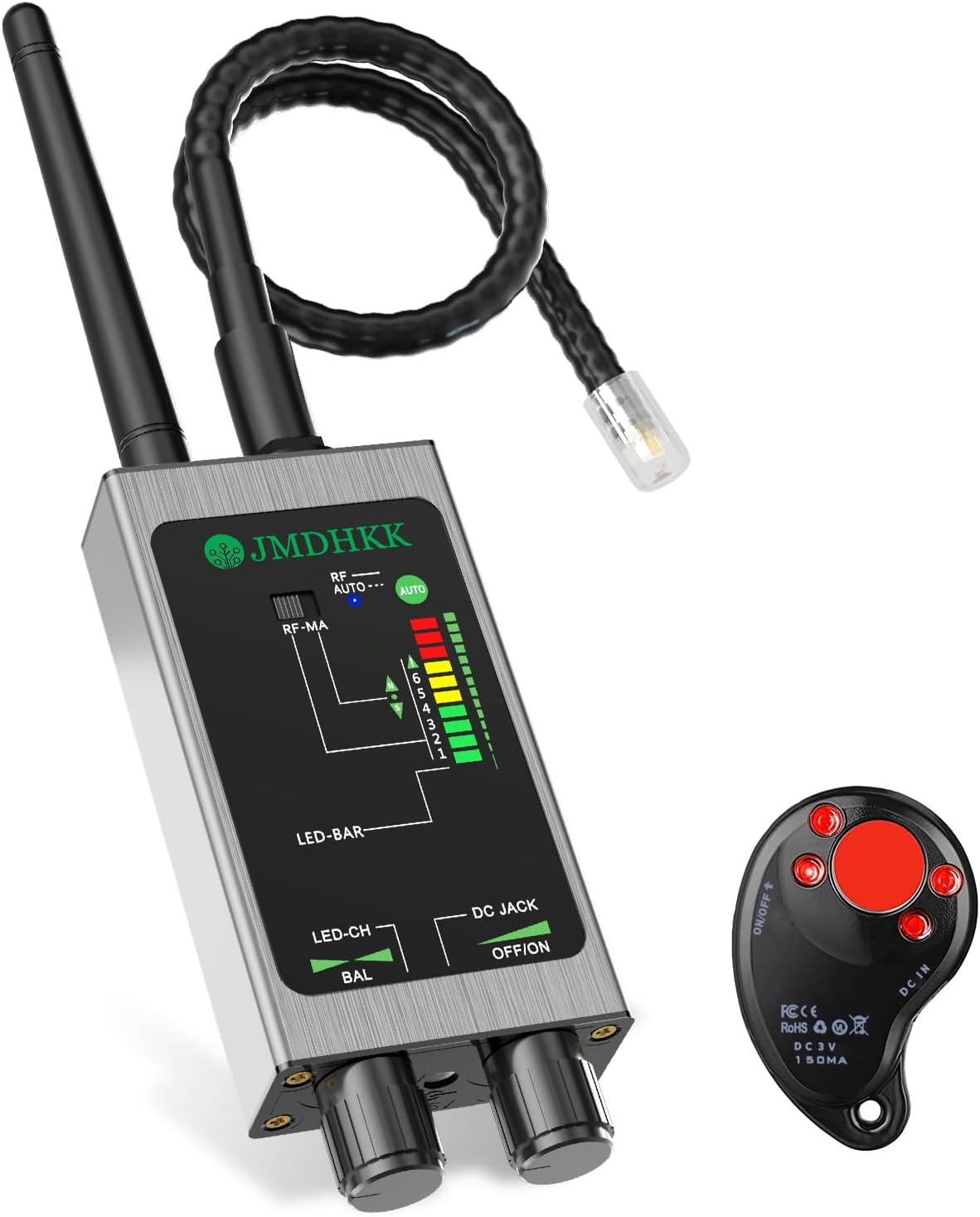 JMDHKK M8000 Hidden Camera & Bug Detector, Camera Finder, Magnetic Tracker Scanner &ndash; Portable Privacy Protection Device for Travel, Hotels, Vehicles, Offices, and Fitting Rooms(Silver)