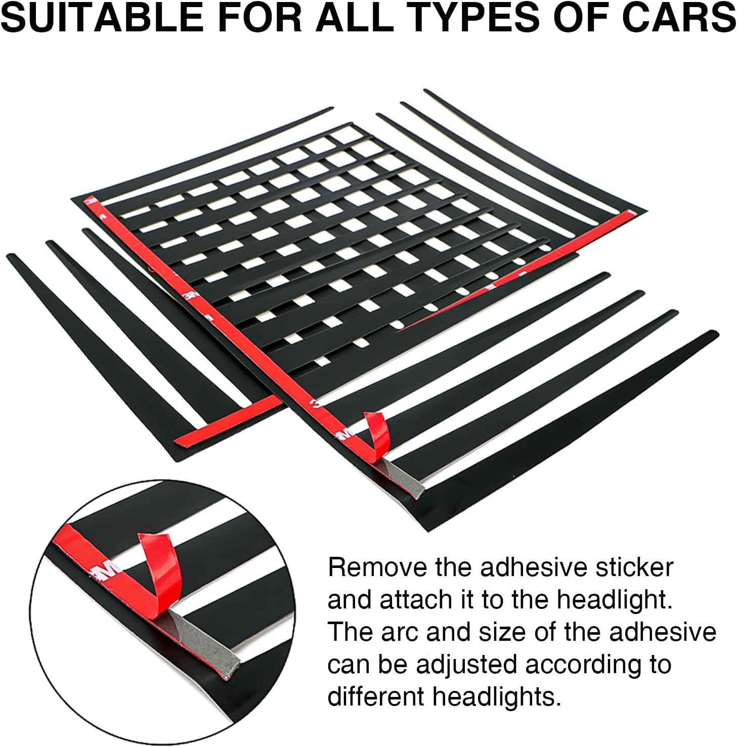 4 Pcs 3D Black Car Eyelash Sticker Set - Stylish Cars Headlight Decoration with Fun Long Eyelashes Design for Women'S Cars - Easy to Apply Car-Styling Decorative Sticker Lashes